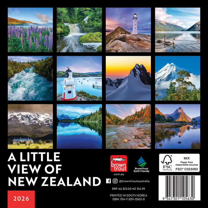 A Little View of New Zealand 2026 Mini Wall Calendar