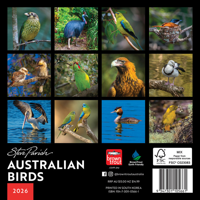 Australian Birds S Parish 2026 Mini Wall Calendar