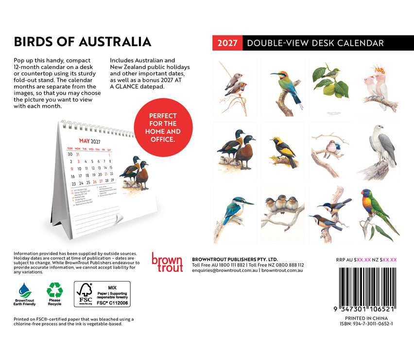 Birds of Australia by Jeremy Boot 2027 Desk Easel