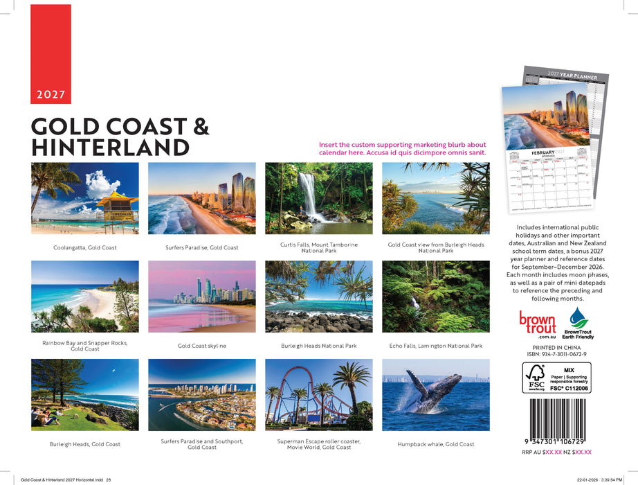 Gold Coast and Hinterland 2027 Wall Calendar