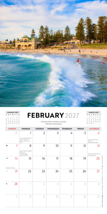 Australian Beaches 2027 Mini Wall Calendar