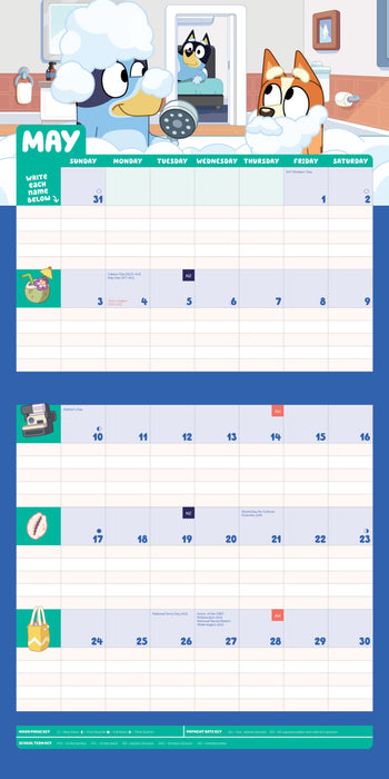 Bluey Family Planner 2027 Square Wall Calendar
