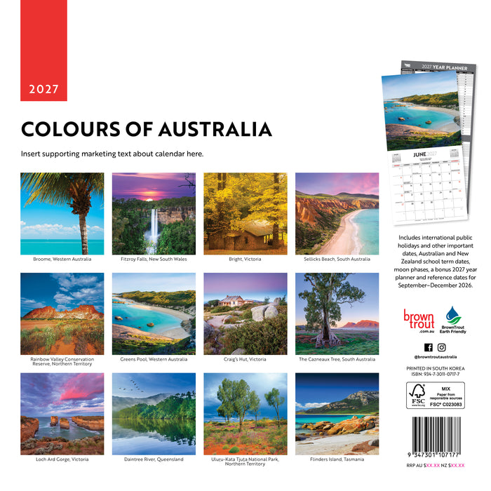 Colours of Australia 2027 Square Wall Calendar