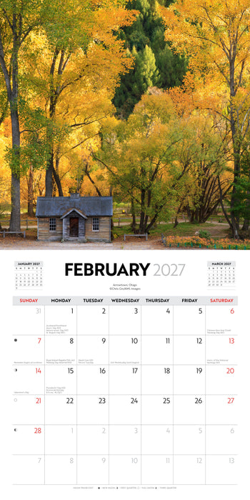 Colours of New Zealand 2027 Square Wall Calendar