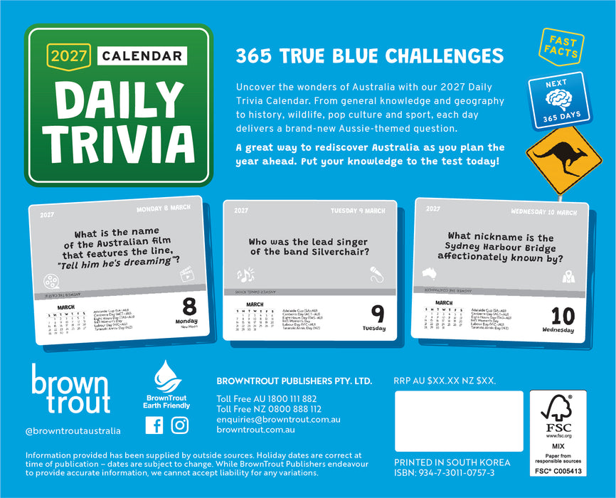 Daily Trivia Australia 2027 Page-A-Day Calendar