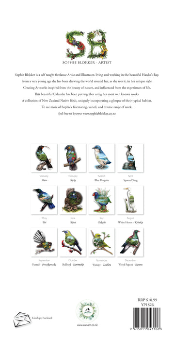 New Zealand Natives Perpetual by Sophie Blokker Slimline Wall Calendar