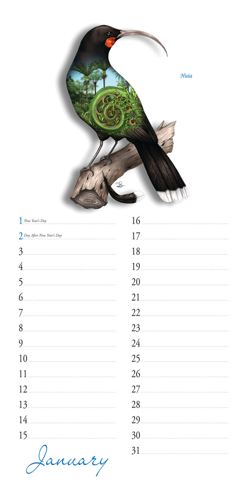 New Zealand Natives Perpetual by Sophie Blokker Slimline Wall Calendar