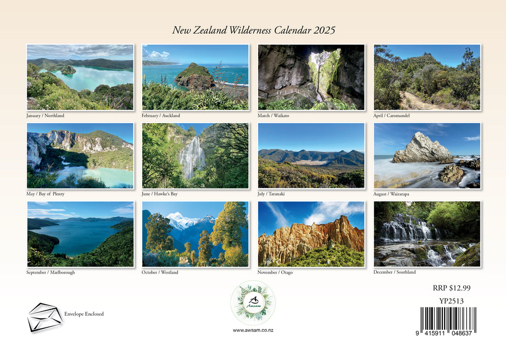 2025 New Zealand Wilderness Wall Calendar