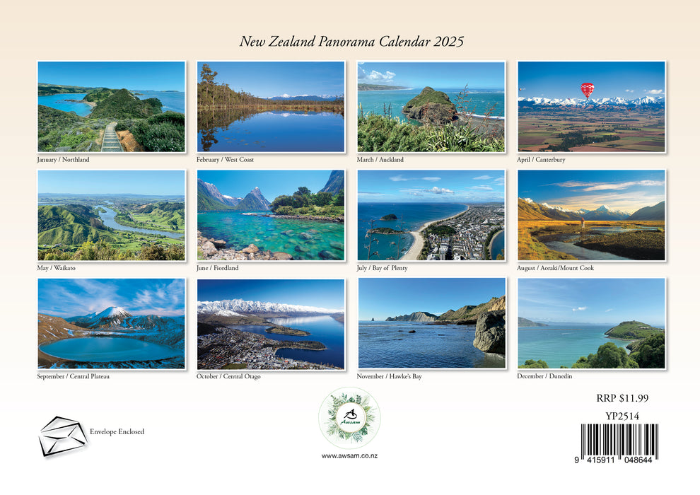 2025 New Zealand Panorama Wall Calendar