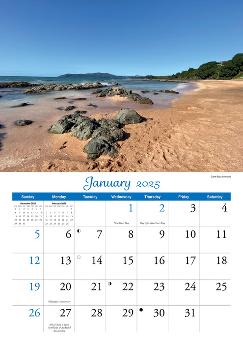 2025 New Zealand North Island Magnetic Wall Calendar