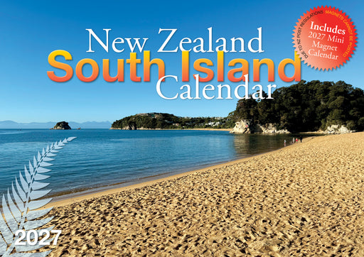South Island with Fridge Magnet 2027 A4 Wall Calendar