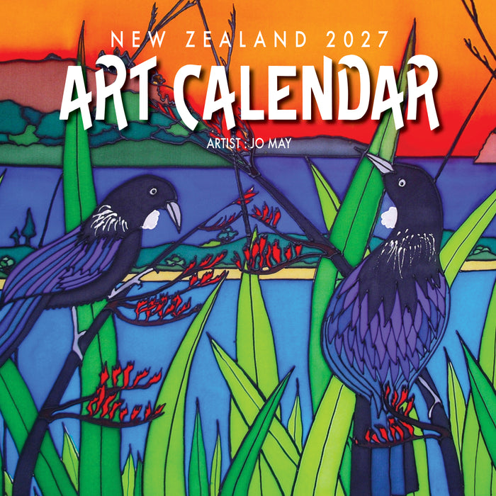 New Zealand Artwork by Jo May 2027 Square Wall Calendar