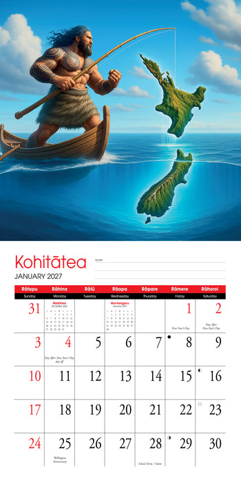 Maori Artwork by Doug Healey 2027 Square Wall Calendar