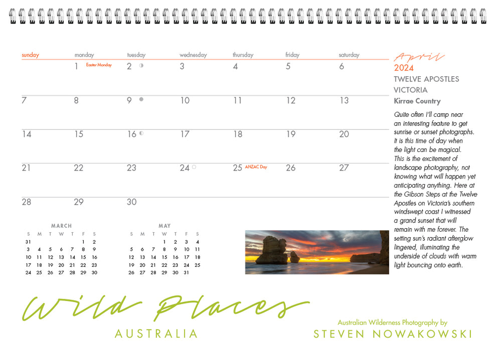 2024 Wild Places of Australia Desk Easel Calendar