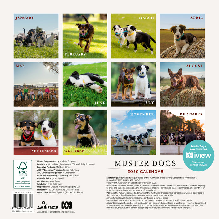 Muster Dogs 2026 Square Wall Calendar