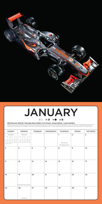 The Art of Formula ONE Race Car 2026 Square Wall Calendar