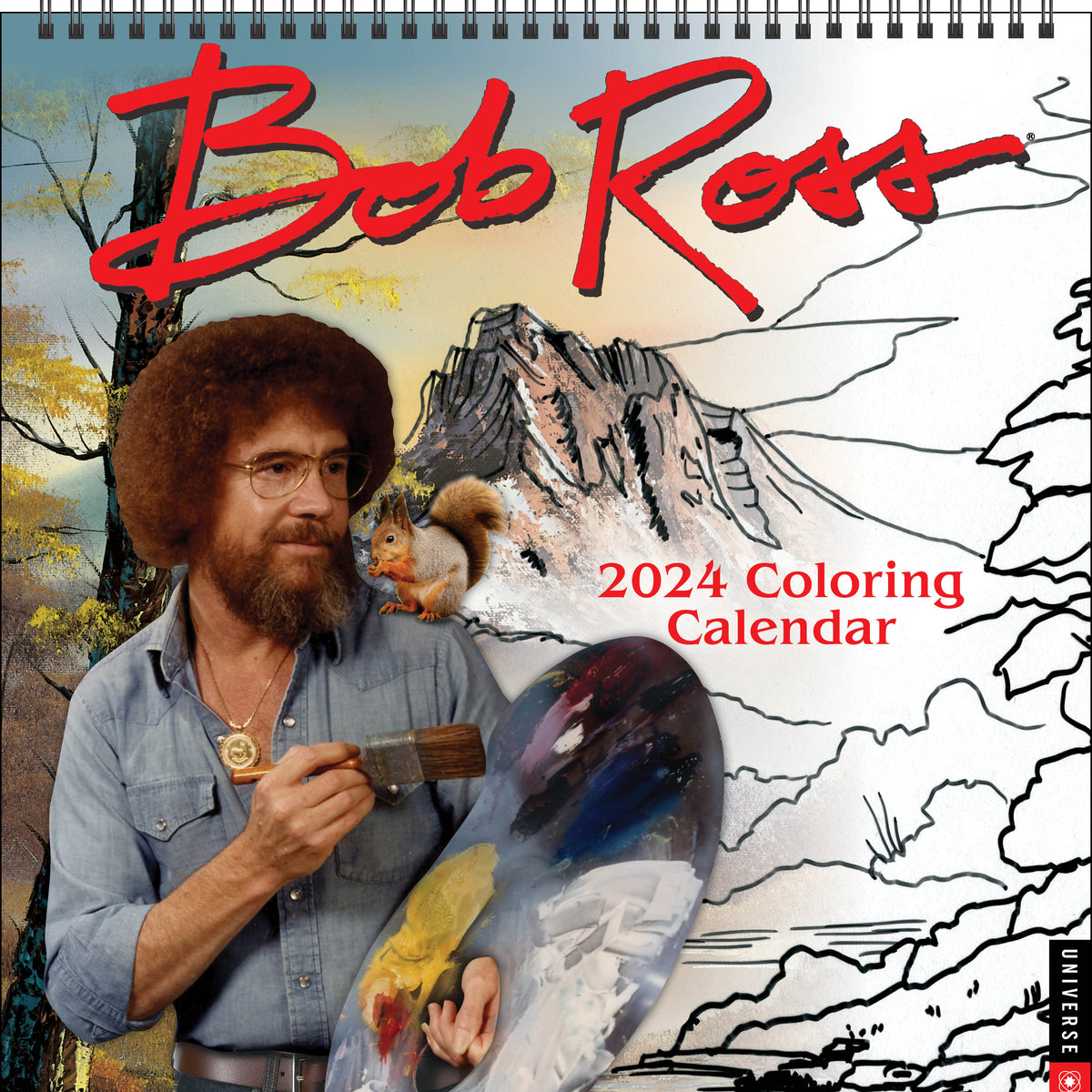 Bob Ross Happy Little 18-Month Coloring Planner: July 2023