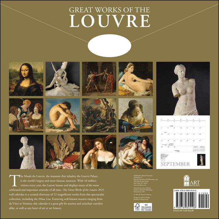 2025 Great Works of the Louvre Wall Calendar