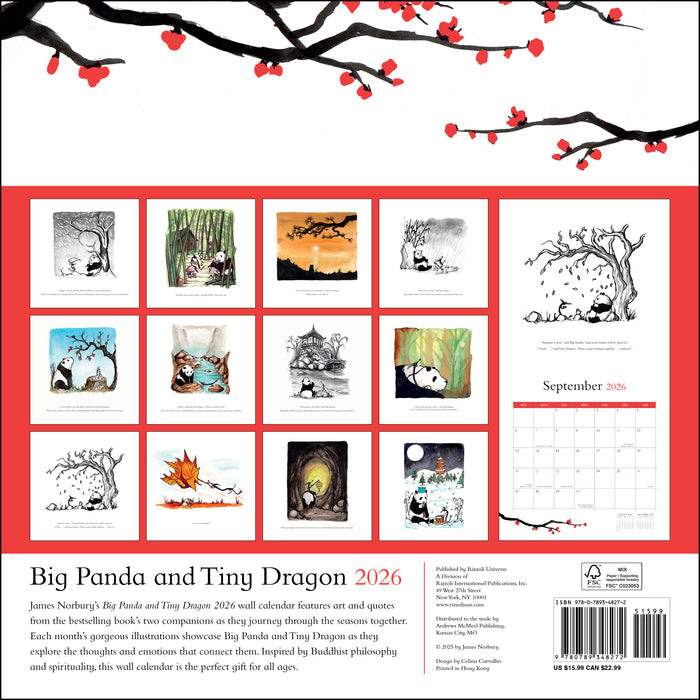 Big Panda and Tiny Dragon 2026 Square Wall Calendar