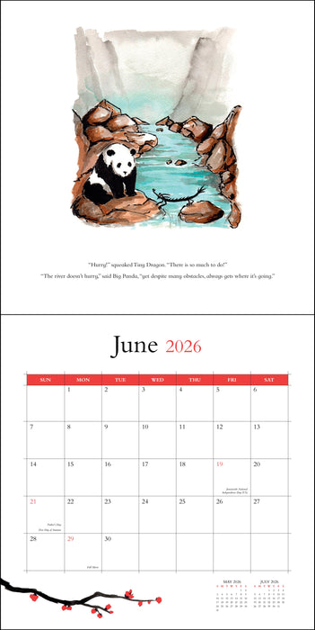 Big Panda and Tiny Dragon 2026 Square Wall Calendar