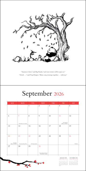 Big Panda and Tiny Dragon 2026 Square Wall Calendar