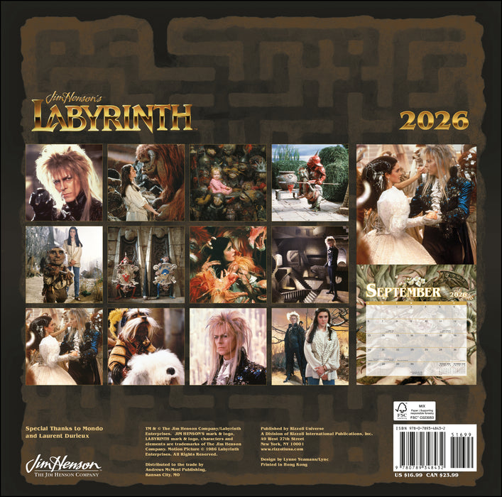 Jim Henson's Labyrinth 2026 Square Wall Calendar