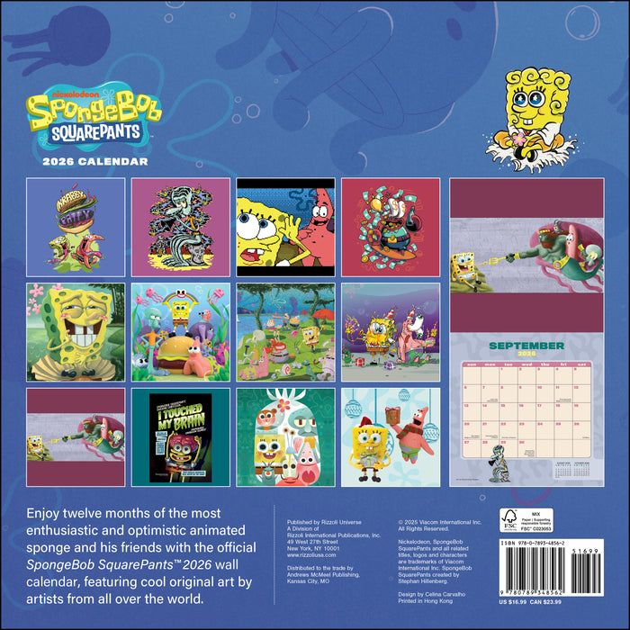 SpongeBob SquarePants 2026 Square Wall Calendar