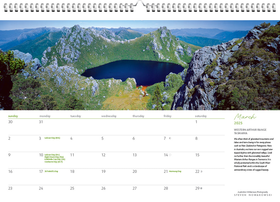 2025 Wild Places of Australia Wall Calendar by  Steven Nowakowski Publishing from Calendar Club