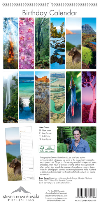 Perpetual Birthday Slimline Wall Calendar