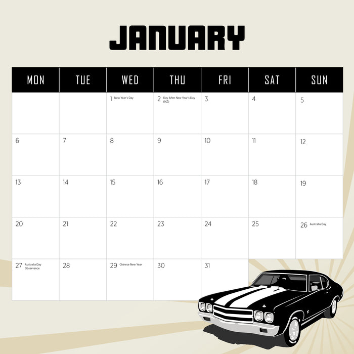 2025 Australian Muscle Cars Wall Calendar