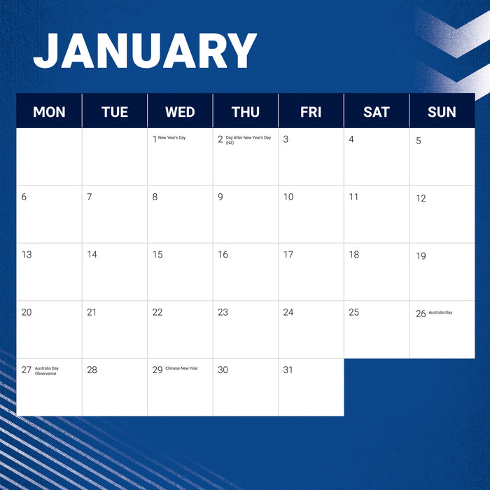 2025 NRL Canterbury Bankstown Bulldogs Wall Calendar
