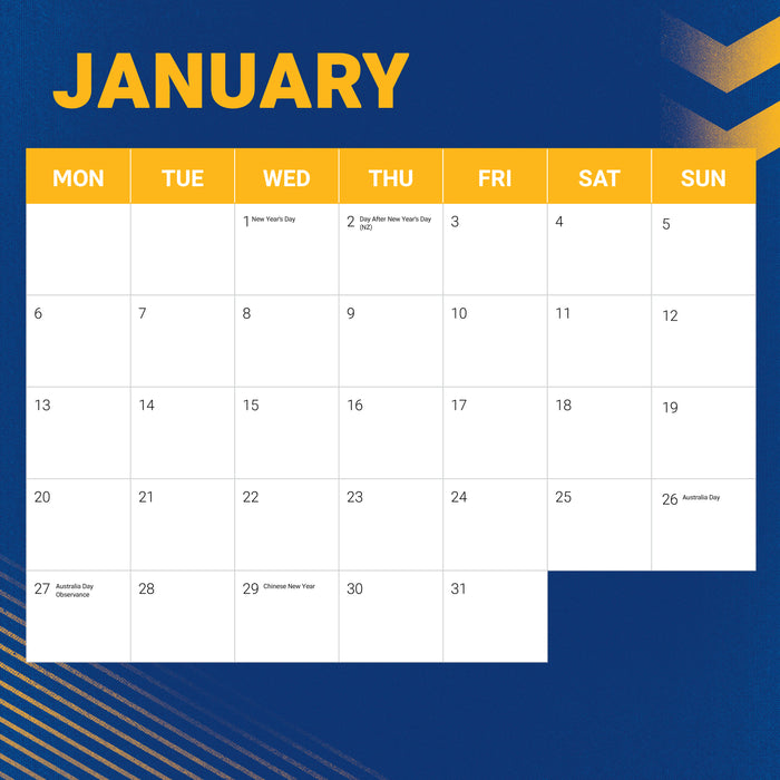 2025 NRL Parramatta Eels Wall Calendar