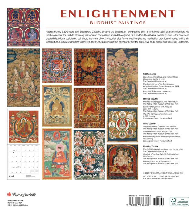 2024 Enlightenment: Buddhist Paintings Wall Calendar