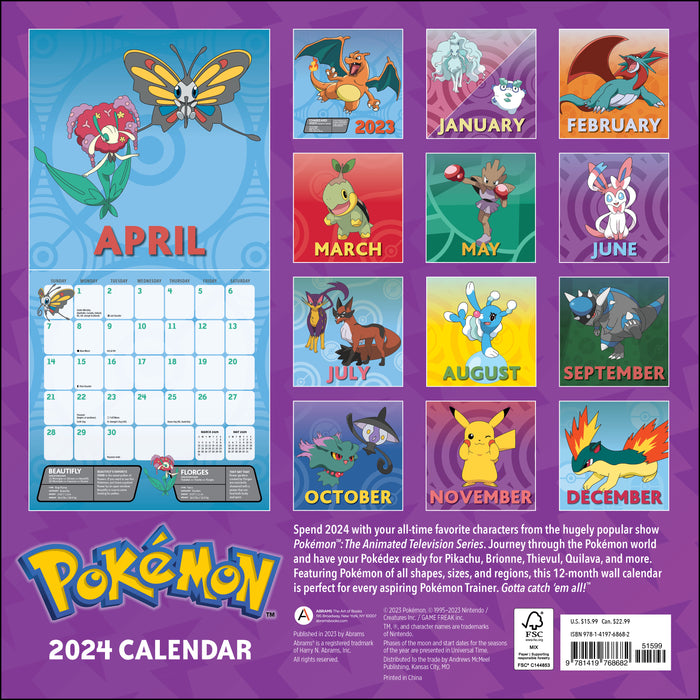2024 Pokémon Wall Calendar