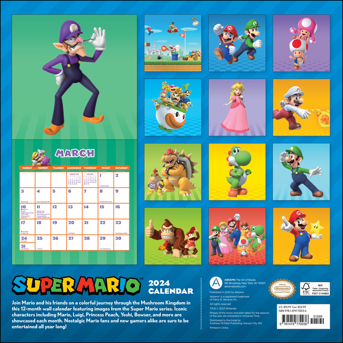 2024 Super Mario Wall Calendar