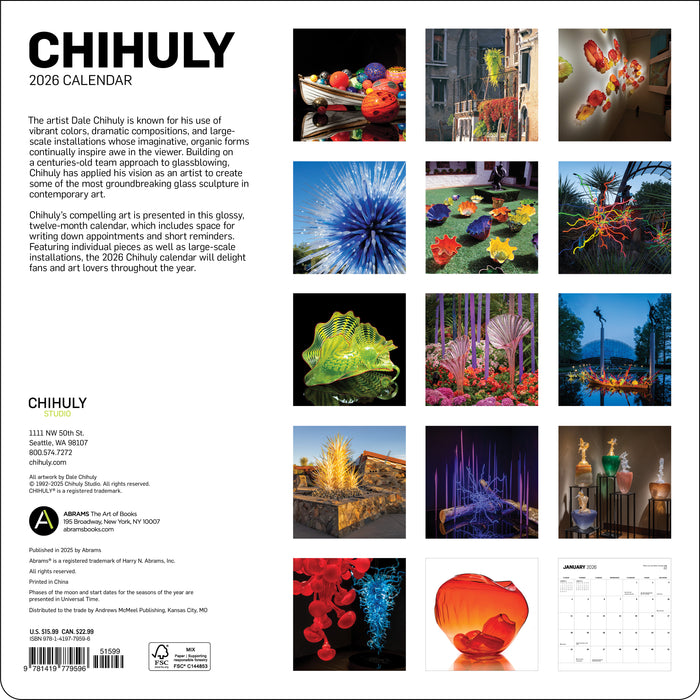 Chihuly 2026 Square Wall Calendar