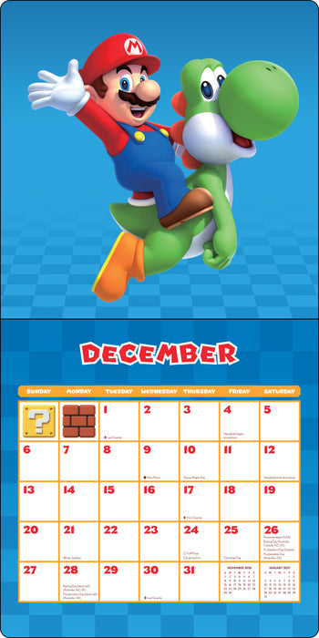 Super Mario 2026 Square Wall Calendar