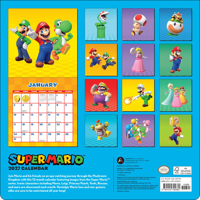 Super Mario 2027 Square Wall Calendar