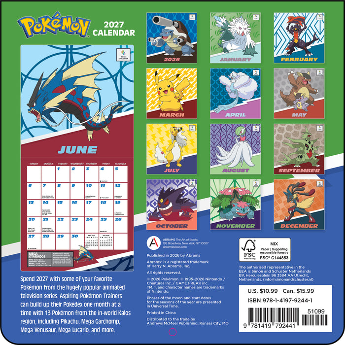 Pokemon 2027 Mini Wall Calendar