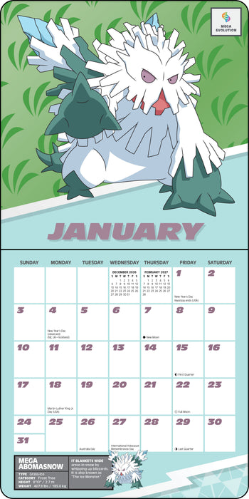 Pokemon 2027 Mini Wall Calendar