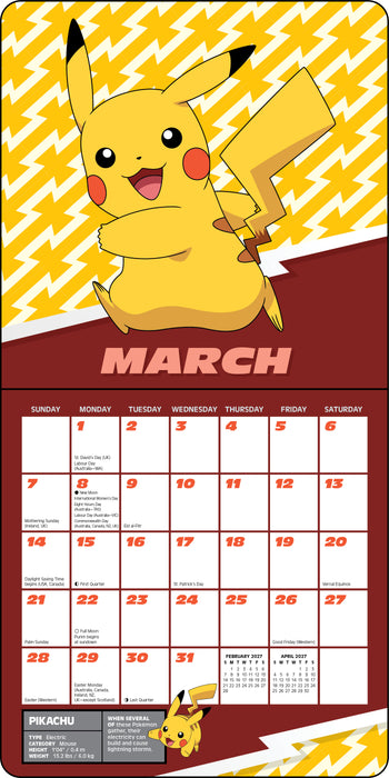 Pokemon 2027 Mini Wall Calendar