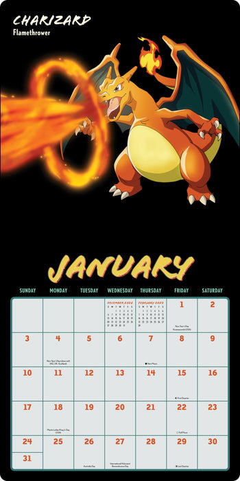 Pokemon Moves 2027 Square Wall Calendar