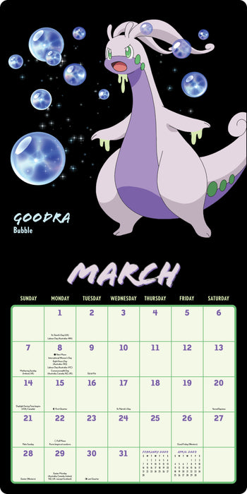 Pokemon Moves 2027 Square Wall Calendar