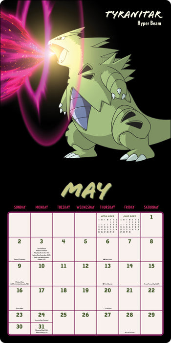 Pokemon Moves 2027 Square Wall Calendar