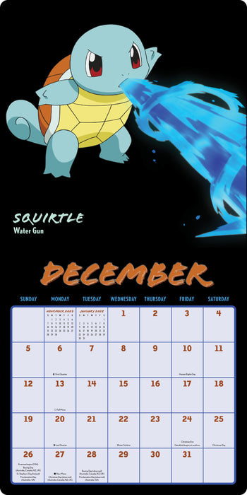 Pokemon Moves 2027 Square Wall Calendar