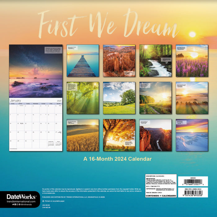 2024 First We Dream Wall Calendar