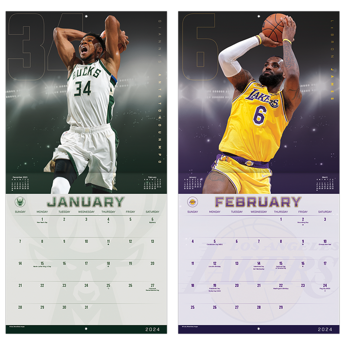 2024 NBA Basketball Superstars Wall Calendar