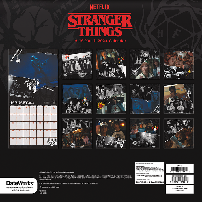 2024 Stranger Things Wall Calendar