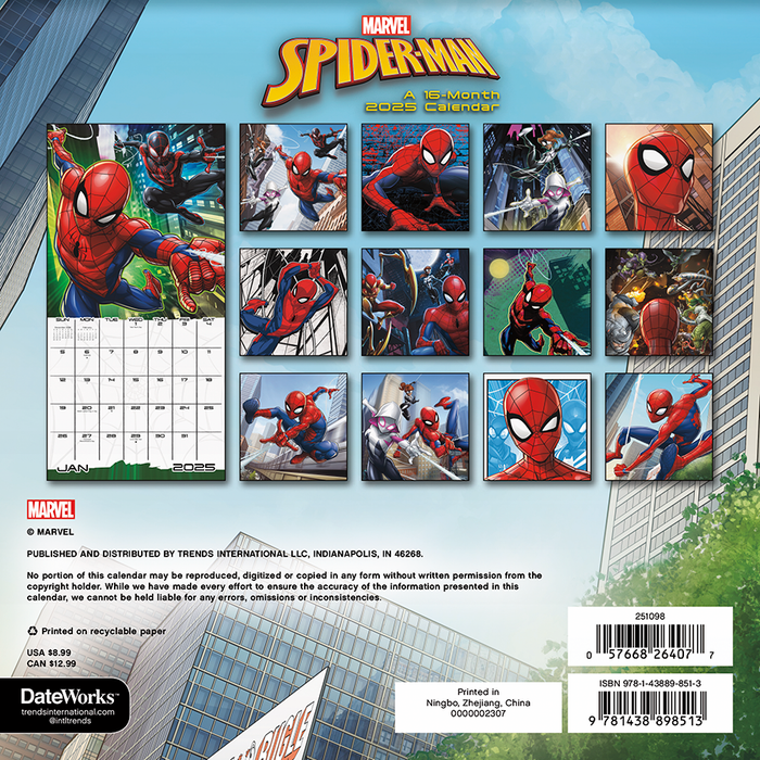 2025 Spider-Man Mini Wall Calendar by  Trends International from Calendar Club