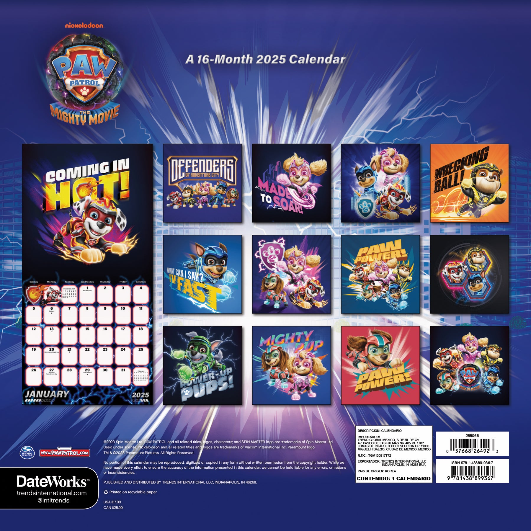 Paw Patrol Wall Calendar 2025